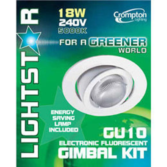 Picture of 18 Watt GU10 Gimbal Energy Saving Downlight Kit including energy efficient globe