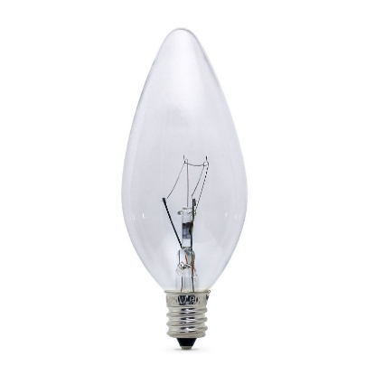 Picture of E12 240V 40 Watt Clear Candle Globe - Incandescent Chandelier Bulbs (25 Pack)