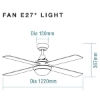 Picture of Martec Link AC 1220mm (48") Ceiling Fan with 55W Motor and Dual E27 Lights Supported Holders